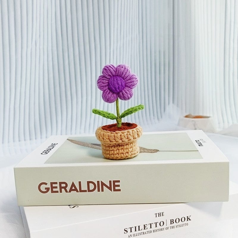 Hand-knitted Potted Crochet Flower - ArtGalleryZen