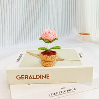 Thumbnail for Hand-knitted Potted Crochet Flower - ArtGalleryZen