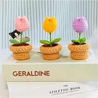 Thumbnail for Hand-knitted Potted Crochet Flower - ArtGalleryZen