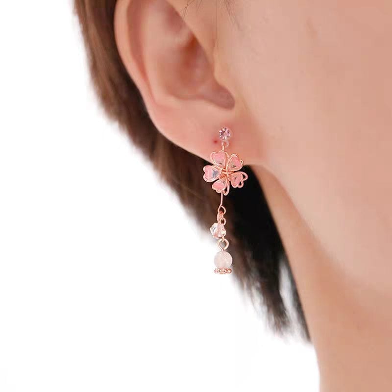 Handmade Cherry Blossom Dangle Earrings - ArtGalleryZen