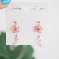 Thumbnail for Handmade Cherry Blossom Dangle Earrings - ArtGalleryZen