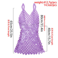 Thumbnail for Handmade Colorful Squamous Sequins Patchwork Rave Party Mini Dress - ArtGalleryZen