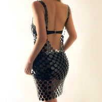 Thumbnail for Handmade Colorful Squamous Sequins Patchwork Rave Party Mini Dress - ArtGalleryZen