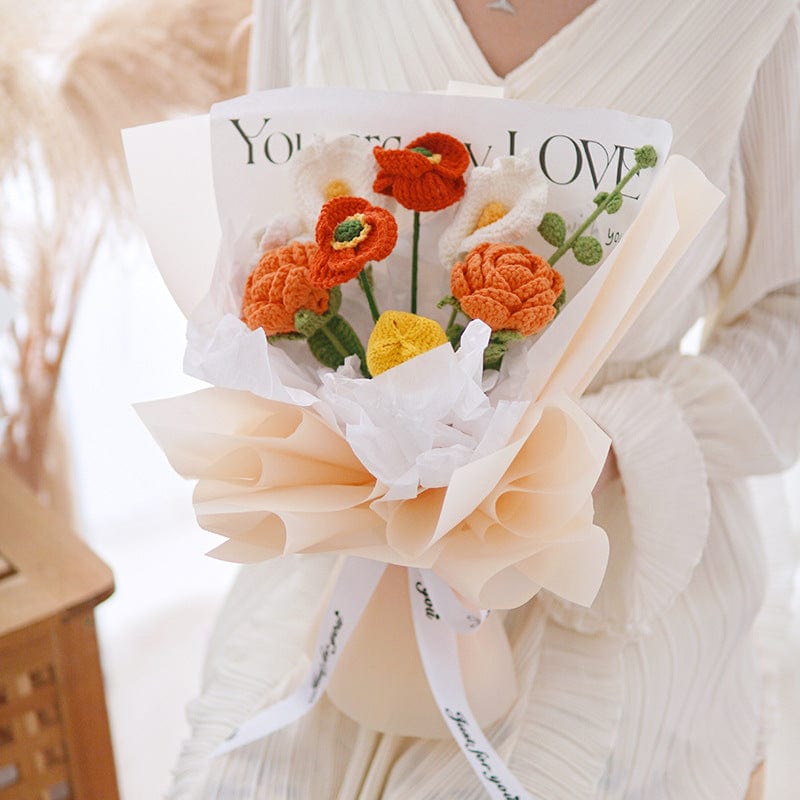 Handmade Crochet Corn Poppy Flower - ArtGalleryZen