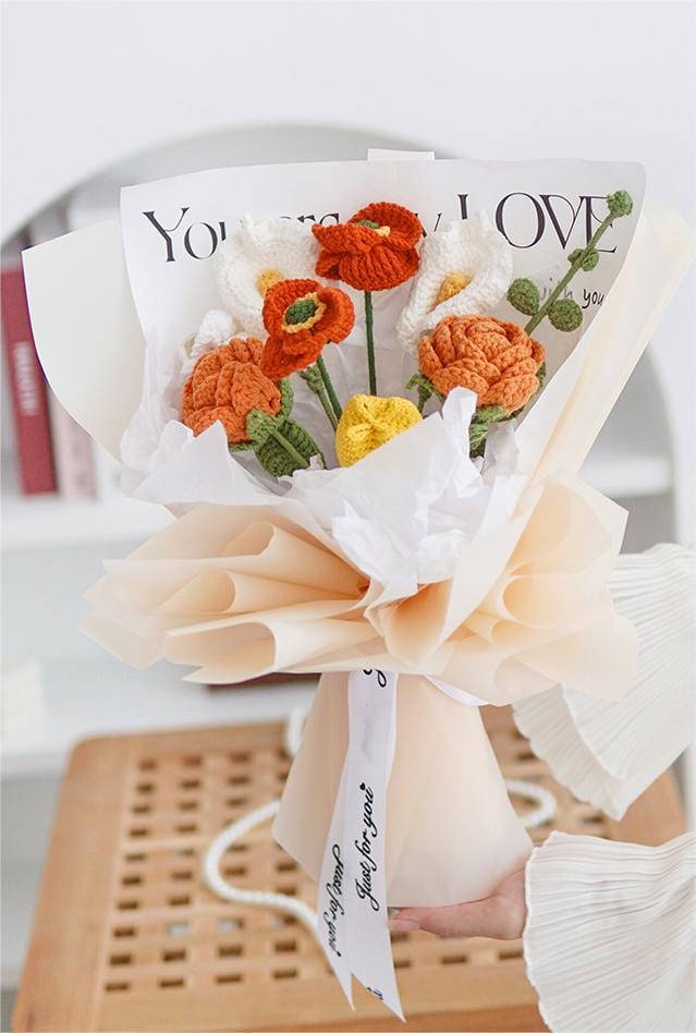 Handmade Crochet Corn Poppy Flower - ArtGalleryZen