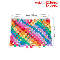 Thumbnail for Handmade Rainbow Squamous Glitter Sequins Patchwork Strappy Nightclub Party Skirt - ArtGalleryZen