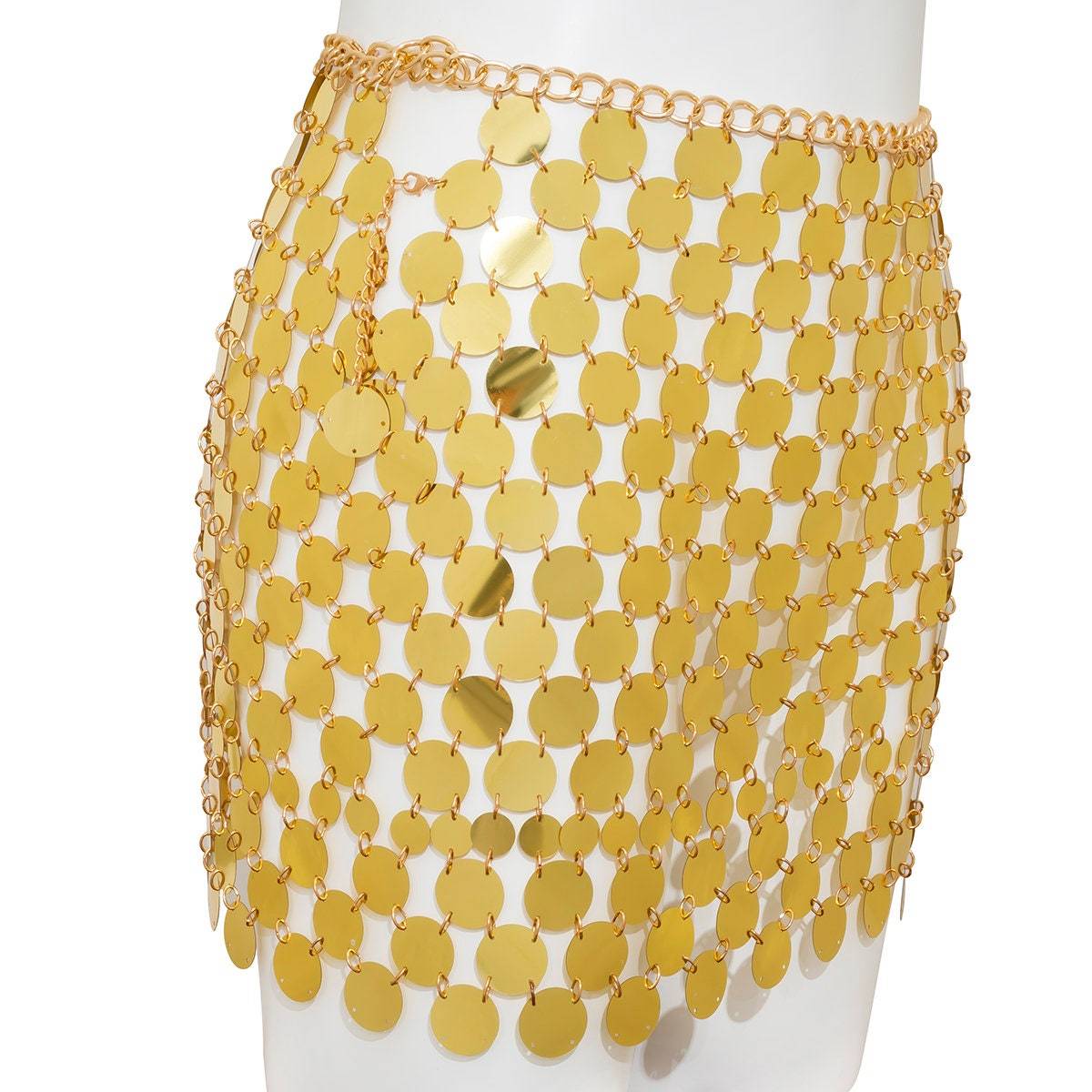 Handmade Squamous Glitter Sequins Patchwork Strappy Nightclub Party Skirt - ArtGalleryZen