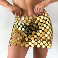 Thumbnail for Handmade Squamous Glitter Sequins Patchwork Strappy Nightclub Party Skirt - ArtGalleryZen