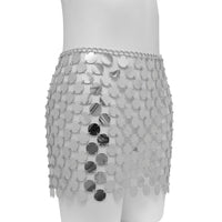 Thumbnail for Handmade Glitter Sequins Patchwork Strappy Nightclub Party Mini Skirt - ArtGalleryZen