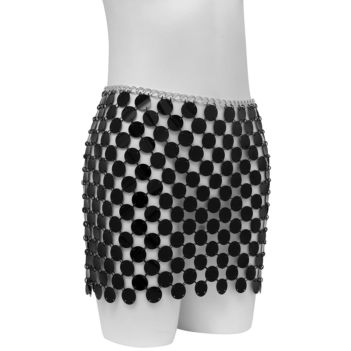 Handmade Glitter Sequins Patchwork Strappy Nightclub Party Mini Skirt - ArtGalleryZen