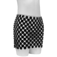 Thumbnail for Handmade Glitter Sequins Patchwork Strappy Nightclub Party Mini Skirt - ArtGalleryZen