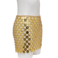 Thumbnail for Handmade Glitter Sequins Patchwork Strappy Nightclub Party Mini Skirt - ArtGalleryZen