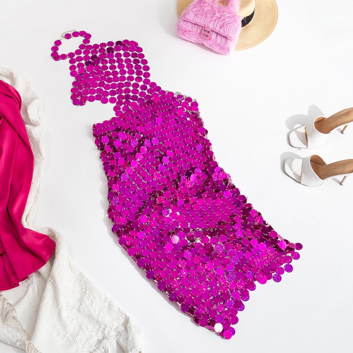 Handmade Glitter Squamous Sequins Patchwork Long Dress - ArtGalleryZen