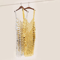 Thumbnail for Handmade Glitter Squamous Sequins Patchwork Rave Party Midi Dress - ArtGalleryZen