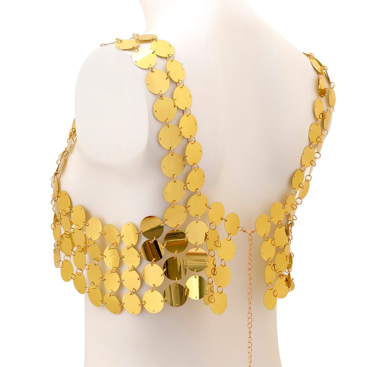 Handmade Gold Silver Tone Glitter Sequins Party Tank Top - ArtGalleryZen