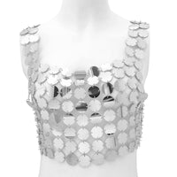 Thumbnail for Handmade Gold Silver Tone Glitter Sequins Party Tank Top - ArtGalleryZen