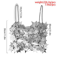 Thumbnail for Handmade Gold Silver Tone Hollow Star Sequins Sleeveless Tank Top - ArtGalleryZen