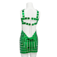 Thumbnail for Handmade Green Square Sequins Patchwork Rave Party Mini Dress - ArtGalleryZen