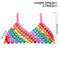 Thumbnail for Handmade Rainbow Glitter Sequins Sleeveless Tank Top - ArtGalleryZen