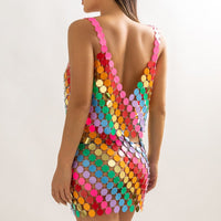 Thumbnail for Handmade Rainbow Glitter Sequins Sleeveless Tank Top - ArtGalleryZen