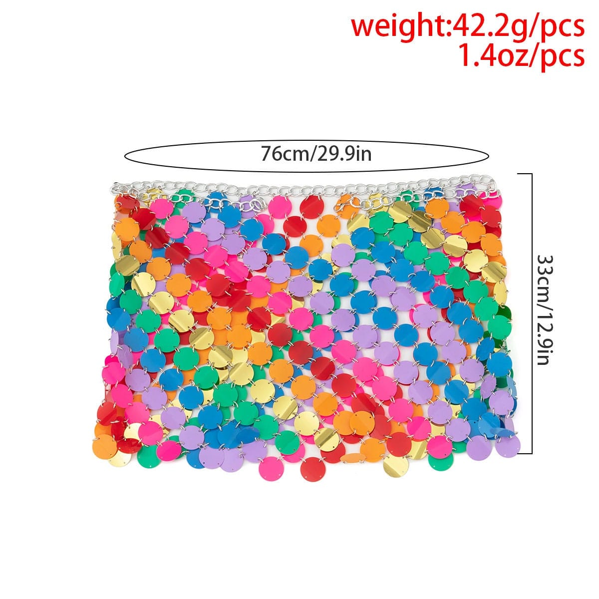 Handmade Rainbow Squamous Glitter Sequins Patchwork Strappy Nightclub Party Skirt - ArtGalleryZen