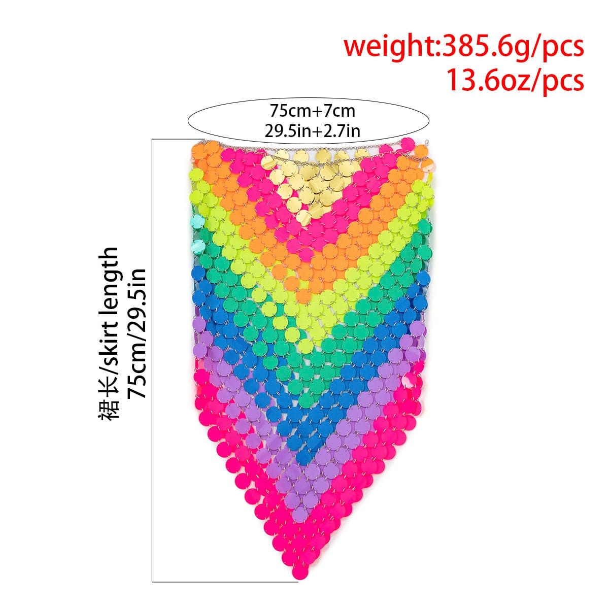 Handmade Rhombic Colorful Glitter Sequins Patchwork Strappy Nightclub Party Skirt - ArtGalleryZen