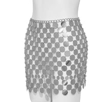 Thumbnail for Handmade Squamous Glitter Sequins Patchwork Strappy Nightclub Party Skirt - ArtGalleryZen