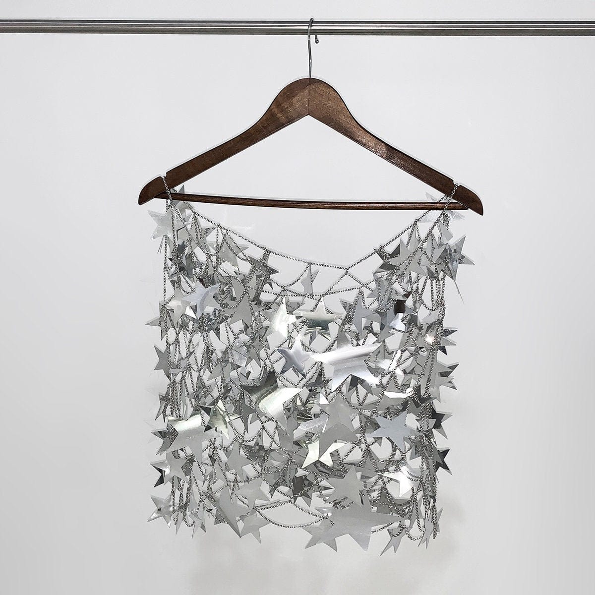 Handmade Squamous Hollow Glitter Star Sequins Strappy Rave Party Skirt - ArtGalleryZen