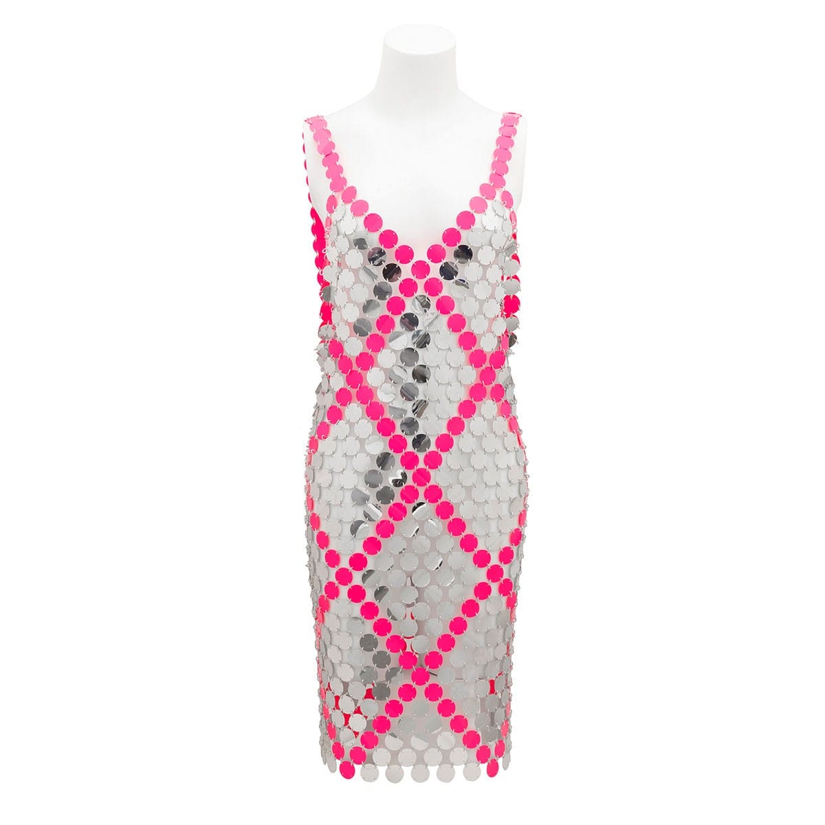 Handmade Two-tone Squamous Sequins Patchwork Rave Party Midi Dress - ArtGalleryZen