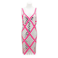 Thumbnail for Handmade Two-tone Squamous Sequins Patchwork Rave Party Midi Dress - ArtGalleryZen