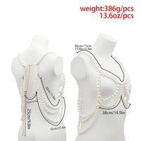 Thumbnail for Hollow Chunky Pearl Body Chain Bra - ArtGalleryZen
