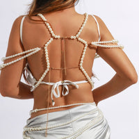Thumbnail for Hollow Chunky Pearl Body Chain Bra - ArtGalleryZen