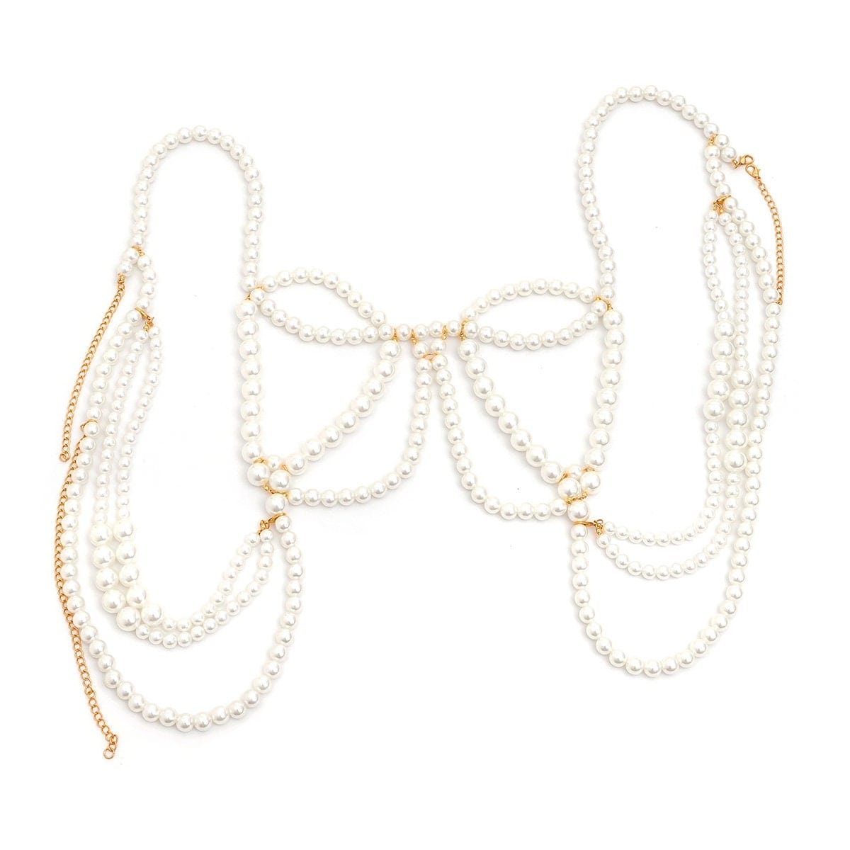 Hollow Chunky Pearl Body Chain Bra - ArtGalleryZen