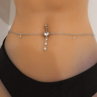 Thumbnail for Minimalist Crystal Navel Piercing Belly Chain - ArtGalleryZen