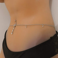 Thumbnail for Minimalist Crystal Navel Piercing Belly Chain - ArtGalleryZen