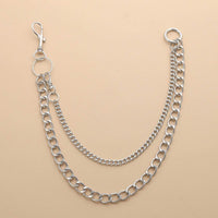 Thumbnail for Minimalist Layered Silver Tone Metal Curb Link Trouser Chain - ArtGalleryZen