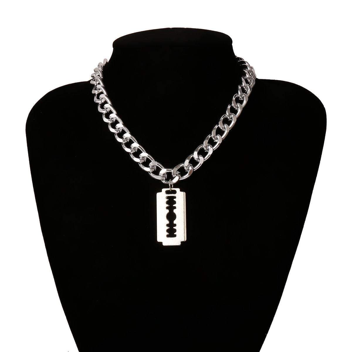 Necklace BLACK STAINLESS STEEL RAZOR BLADE and Chain