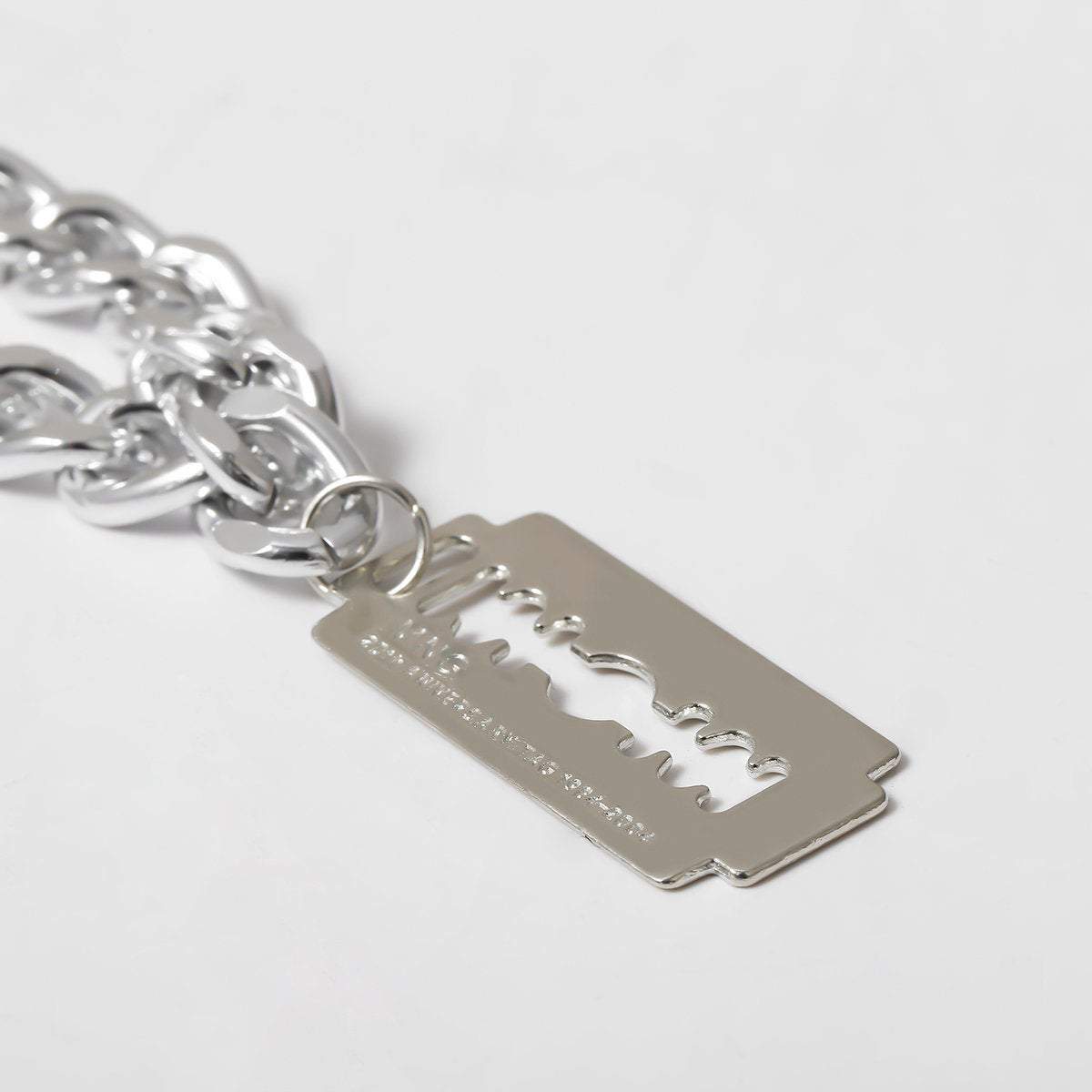 Antique Silver Razor Blade Pendant Necklace Punk Necklace 