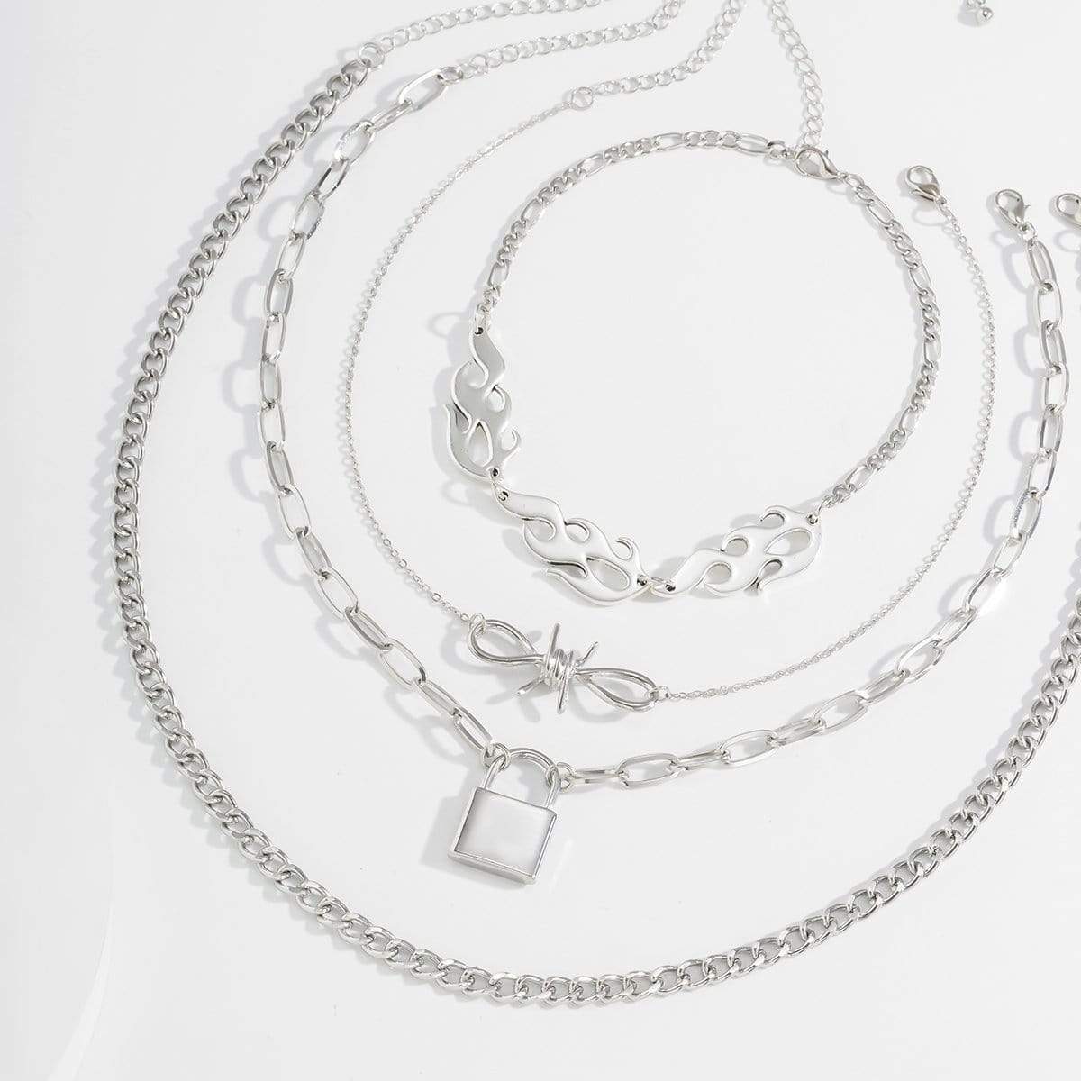 Silver Lock Charm Chain / Choker / Necklace: 