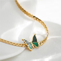 Thumbnail for Stainless Steel Gold Plated Enamel Butterfly Necklace - ArtGalleryZen
