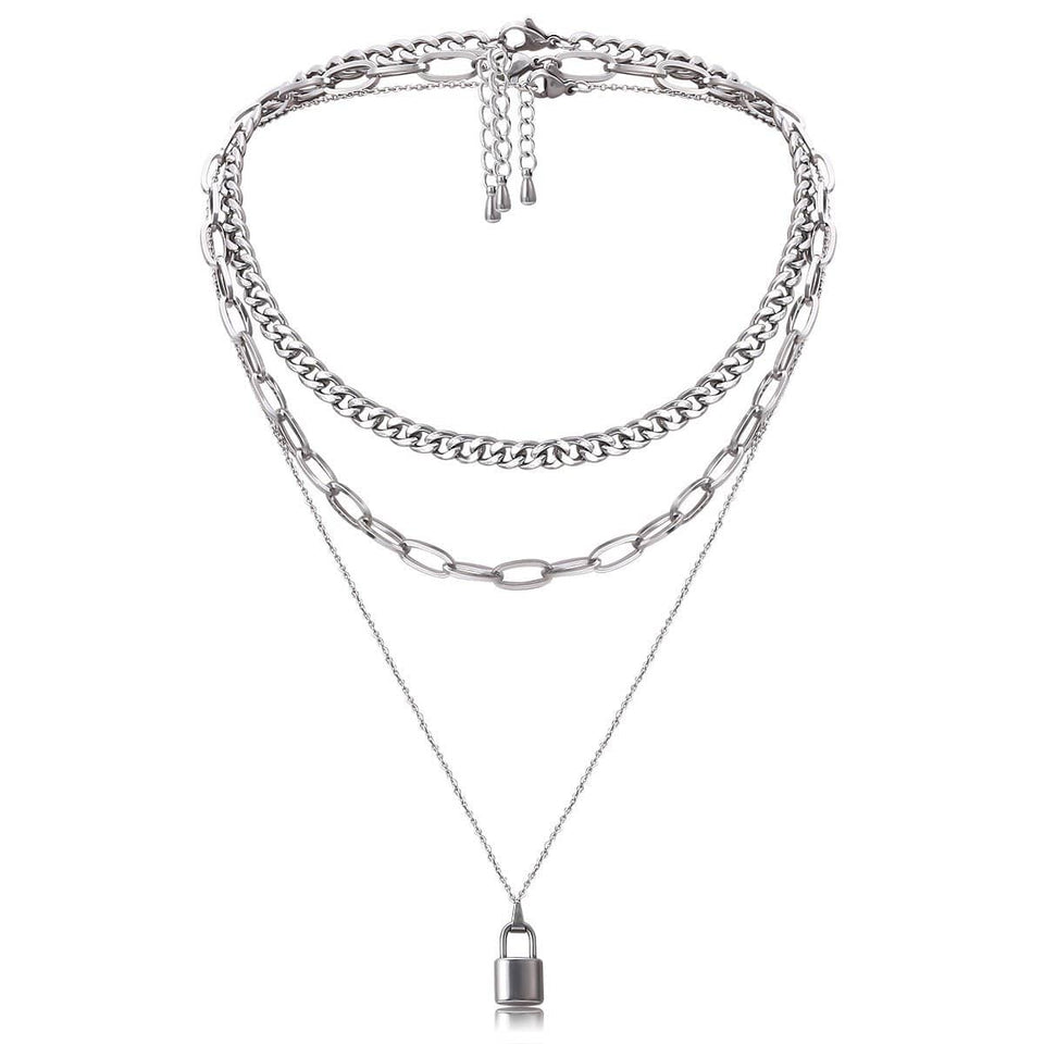 Punk Padlock Chain Necklace 