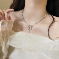 Thumbnail for Stainless Steel Rhinestone Melting Heart Necklace - ArtGalleryZen