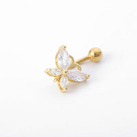 Thumbnail for Surgical Stainless Steel Gold Tone Crystal Butterfly Navel Ring - ArtGalleryZen