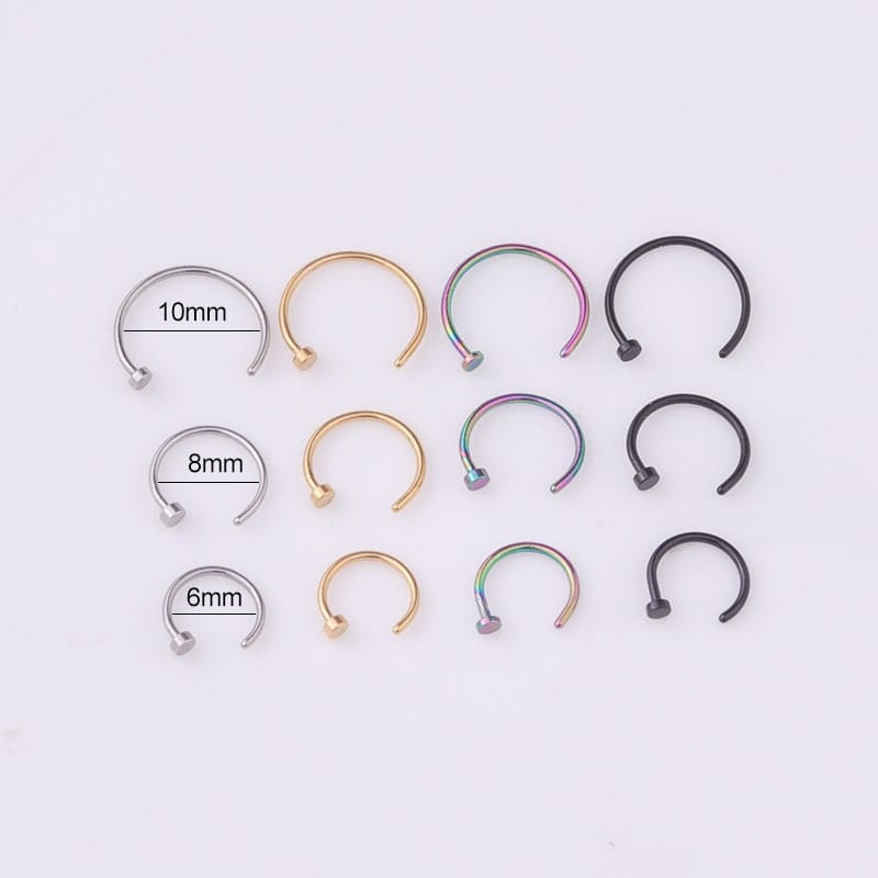 Surgical Steel 22 Gauge Nose Piercing Hoop Nose Ear Ring - ArtGalleryZen