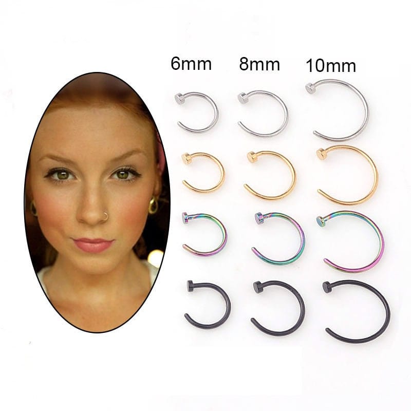 Surgical Steel 22 Gauge Nose Piercing Hoop Nose Ear Ring - ArtGalleryZen