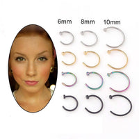 Thumbnail for Surgical Steel 22 Gauge Nose Piercing Hoop Nose Ear Ring - ArtGalleryZen