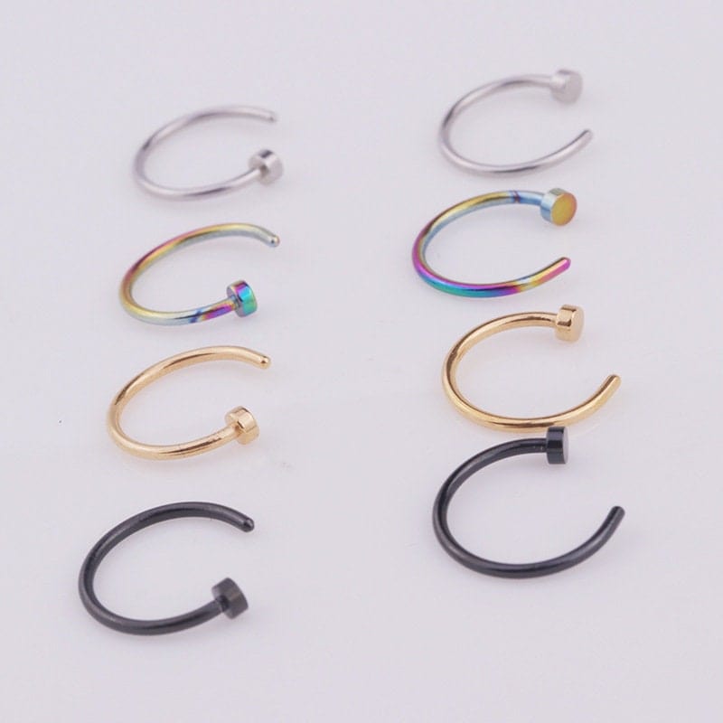 Surgical Steel 22 Gauge Nose Piercing Hoop Nose Ear Ring - ArtGalleryZen